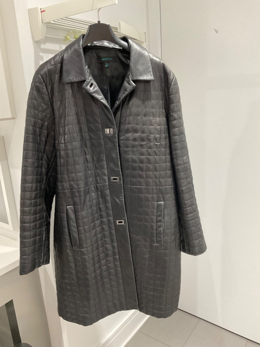 Black Quilted Leather Coat